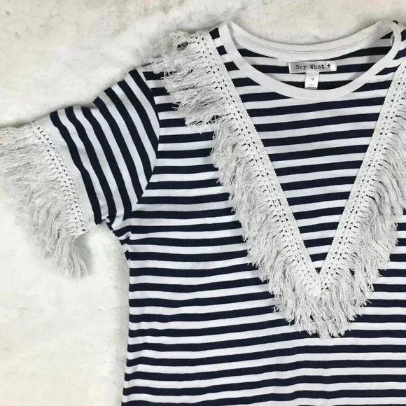 Say What Plus Size Cotton Fringe Striped T-Shirt NEW Size 1X - Picture 7 of 9